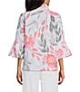 Multiples Textured Floral Wire Collar 3/4 Sleeve Button-Front Jacket - Image 2