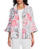 Multiples Textured Floral Wire Collar 3/4 Sleeve Button-Front Jacket - Image 1