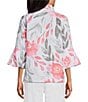 Multiples Textured Floral Wire Collar 3/4 Sleeve Button-Front Jacket - Image 2