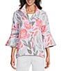 Multiples Textured Floral Wire Collar 3/4 Sleeve Button-Front Jacket - Image 3