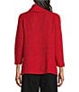 Multiples Textured Knit Cowl Neck 3/4 Sleeve Faux Button Novelty Top - Image 2