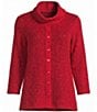 Multiples Textured Knit Cowl Neck 3/4 Sleeve Faux Button Novelty Top - Image 5