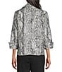 Multiples Textured Snake Print Notch Collar 3/4 Turn-Up Cuff Sleeve Jacket, Color:Multi - Image 2