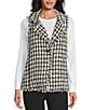 Multiples Textured Woven Checked Notch Collar Sleeveless Fitted Vest, Color:Multi - Image 2