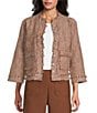 Multiples Woven Cross-Dyed Stand Collar 3/4 Sleeve Fitted Jacket - Image 1