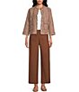 Multiples Woven Cross-Dyed Stand Collar 3/4 Sleeve Fitted Jacket - Image 5