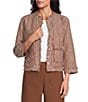 Multiples Woven Cross-Dyed Stand Collar 3/4 Sleeve Fitted Jacket - Image 1