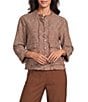 Multiples Woven Cross-Dyed Stand Collar 3/4 Sleeve Fitted Jacket - Image 3