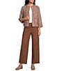 Multiples Woven Cross-Dyed Stand Collar 3/4 Sleeve Fitted Jacket - Image 4