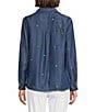 Multiples Woven Denim Point Collar Long Sleeve With Roll Tab Cuffed Shirt - Image 2