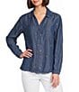 Multiples Woven Denim Point Collar Long Sleeve With Roll Tab Cuffed Shirt - Image 1