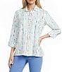 Multiples Woven Dot Multi Print Point Collar 3/4 Turn Up Sleeve Button Front Shirt - Image 1