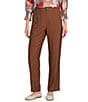 Multiples Woven Flat Front Straight Leg Ankle Length Full Elastic Back Pants - Image 1
