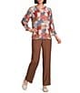 Multiples Woven Flat Front Straight Leg Ankle Length Full Elastic Back Pants - Image 3