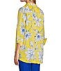 Multiples Woven Floral Point Collar 3/4 Turn-Up Sleeve Hi-Low Button Front Shimmer Shirt, Color:Multi - Image 4