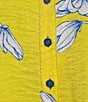 Multiples Woven Floral Point Collar 3/4 Turn-Up Sleeve Hi-Low Button Front Shimmer Shirt, Color:Multi - Image 6