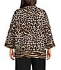 Multiples Woven Multi Animal Print Stand Collar 3/4 Sleeve Top - Image 2