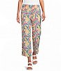 Multiples Woven Print Wide Leg Crop Length Pull On Pants - Image 1