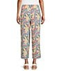 Multiples Woven Print Wide Leg Crop Length Pull On Pants - Image 2