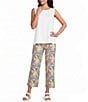 Multiples Woven Print Wide Leg Crop Length Pull On Pants - Image 4