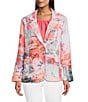 Multiples Woven Printed Notch Lapel Long Sleeve One Button Jacket - Image 3