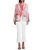 Multiples Woven Printed Notch Lapel Long Sleeve One Button Jacket - Image 4