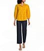 Multiples Woven Stripe Point Collar 3/4 Sleeve Shirt - Image 3