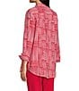Multiples Woven Stripe Point Collar 3/4 Sleeve Turn Up Cuff Button Front Shirt - Image 4