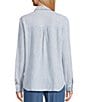 Multiples Woven Stripe Spread Collar Long Sleeve Shirt - Image 6