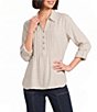 Multiples Woven Stripe Spread Collar Long Sleeve Shirt - Image 1