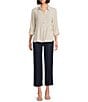 Multiples Woven Stripe Spread Collar Long Sleeve Shirt - Image 3