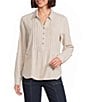 Multiples Woven Stripe Spread Collar Long Sleeve Shirt - Image 1