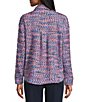 Multiples Woven Tweed Multi Print Point Collar Long Sleeve Button Front Shirt - Image 2