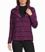 Multiples Yarn Dye Knit Stripe Open Lapel Long Sleeve Button Front Cardigan - Image 1