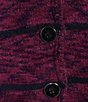 Multiples Yarn Dye Knit Stripe Open Lapel Long Sleeve Button Front Cardigan - Image 4