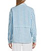 Multiples Yarn-Dye Stripe Point Collar Long Roll-Tab Sleeve Button-Front Shirt - Image 2