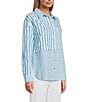 Multiples Yarn-Dye Stripe Point Collar Long Roll-Tab Sleeve Button-Front Shirt - Image 4