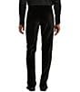 Color:Black - Image 2 - Alex Slim Fit Velvet Flat Front Dress Pants