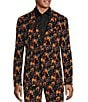 Color:Black - Image 1 - Ancient Renaissance Collection Slim Fit Floral Print Corduroy Suit Separates Blazer