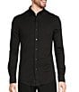 Color:Black - Image 1 - Ancient Renaissance Collection Slim-Fit Solid Long-Sleeve Coatfront Shirt