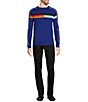 Color:Blue Diamond - Image 3 - Back to Space Collection Retro Chest Stripe Sweater