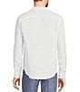 Color:White - Image 2 - Baird McNutt Classic Fit Mandarin Collar Roll-Tab Long Sleeve Linen Woven Shirt
