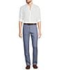 Color:White - Image 3 - Baird McNutt Classic Fit Mandarin Collar Roll-Tab Long Sleeve Linen Woven Shirt