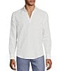 Color:White - Image 1 - Baird McNutt Linen Johnny Collar Textured Popover Shirt