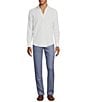 Color:White - Image 3 - Baird McNutt Linen Johnny Collar Textured Popover Shirt