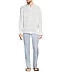 Color:White - Image 3 - Baird McNutt Linen Mandarin Collar Long Sleeve Popover Woven Shirt