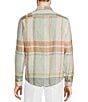 Color:White - Image 2 - Baird McNutt Linen Plaid Popover Long Sleeve Woven Shirt