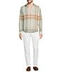 Color:White - Image 3 - Baird McNutt Linen Plaid Popover Long Sleeve Woven Shirt