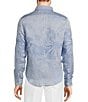 Color:Light Blue - Image 2 - Baird McNutt Linen Slim-Fit Jacquard Long Sleeve Woven Shirt