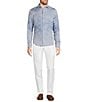 Color:Light Blue - Image 3 - Baird McNutt Linen Slim-Fit Jacquard Long Sleeve Woven Shirt